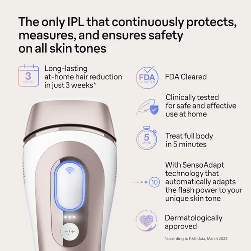 Vista 3 de Braun Smart IPL, Skin i·Expert Pro 7, el mejor dispositivo de depilación de VOGUE, depilación IPL para mujeres y hombres, reducción permanente