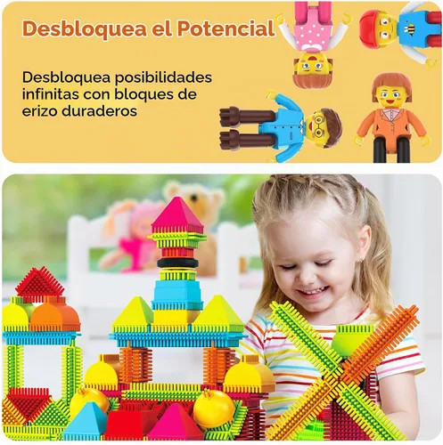 Vista 7 de Picasso Toys Bloques de Erizo 4 Figuras de Personajes de Acción Familiar Juguete para Niños Pequeños Construcción Bloques de Baldosas Paquete