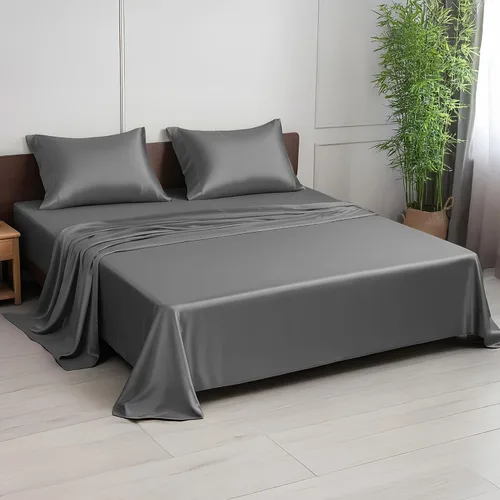 Vista 13 de Linenwalas Juego de sábanas de alta calidad 100% viscosa derivada de bambú, ultra suave, transpirable y refrescante, ideal para personas que duermen