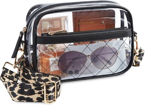 Vista 10 de Missnine Bolsa transparente para eventos de estadio, bolsa transparente acolchada para mujeres aprobada para estadio, bolsa cruzada de PVC