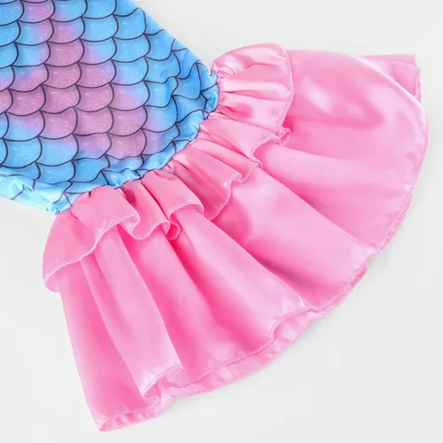 Vista 6 de Uhdear Disfraz de sirena para niñas, vestido de princesa con accesorios