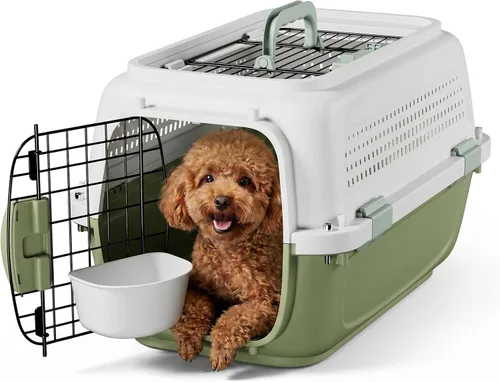 Vista 8 de Magshion - Transportador para perros y gatos de 18 pulgadas, color verde Blanco+verde