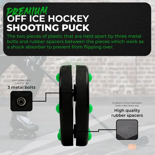 Vista 2 de Green Biscuit Disco de hockey sobre ruedas oficial de la NHL Off Ice Hockey Street Puck para un mejor manejo y paso del palo, práctica al aire libre