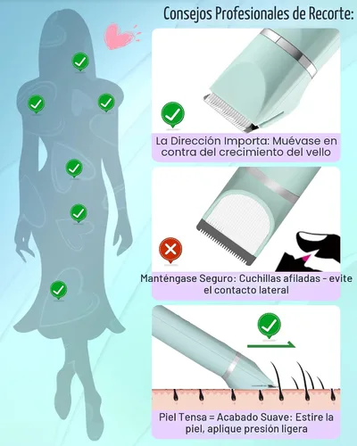 Vista 7 de Maquinilla de afeitar eléctrica impermeable para bikini para mujeres, afeitadora de vello púbico, afeitadora recargable con cuchillas cerámicas