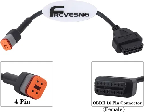 Vista 2 de Adaptador de diagnóstico de la motocicleta de 4 pines OBD2, cable adaptador de escáner de diagnóstico OBDII compatible con Har ley con conector de 4