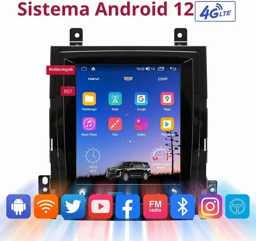 Vista 4 de Radio de coche para Cadillac Escalade 2007-2014, Android 12 estéreo 10.4 pulgadas Octa-Core 4+64G Carplay inalámbrico Android Auto 4G red 5G WiFi