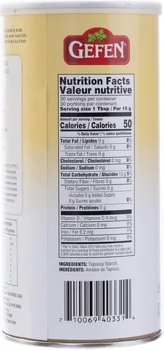 Vista 2 de Gefen, Almidón de tapioca puro, 16oz. Contenedor resellable, sin gluten, harina de tapioca