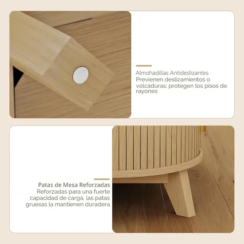 Vista 6 de Mesa auxiliar, doble ovalada con puerta corredera, natural, 47 pulgadas