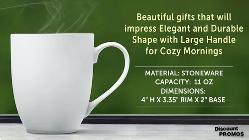 Vista 4 de DISCOUNT PROMOS Juego de 10 tazas de porcelana vitrificada Bistro, 11 oz. - Gres, café, té, blanco