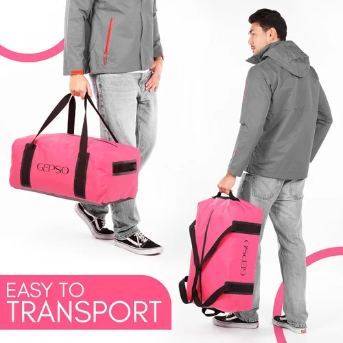 Vista 7 de Bolsa de lona impermeable de 50 litros Bolsa seca resistente con parte superior con cremallera, bolsillos interiores y asas reforzadas Bolsa