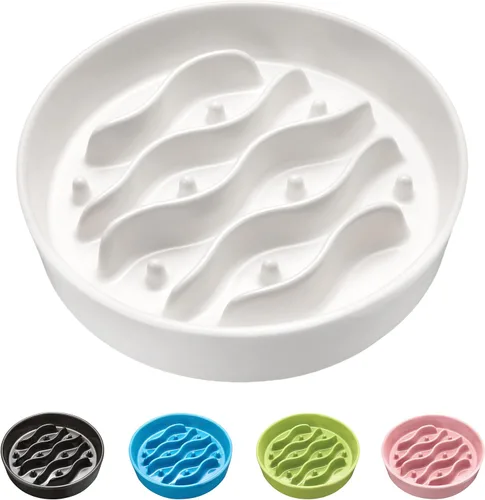 Vista 10 de Cuencos de cerámica para perros pequeños, comedero lento para perros pequeños, comedero lento para perros de 0.6 tazas para comer rápido, cuenco
