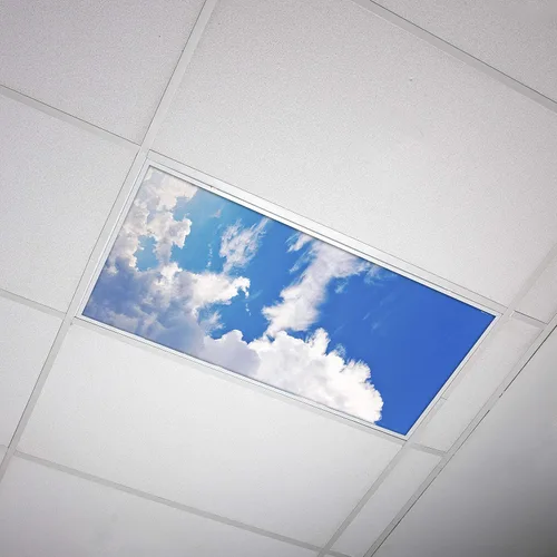 Vista 26 de Cubierta de luz fluorescente para luces de techo de aula, nubes rosadas, inserto de película retroiluminada de alta calidad 2 x 4