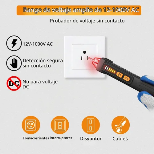 Vista 2 de Probador de voltaje Neoteck 12-1000V AC pluma de probador eléctrico con linterna LED