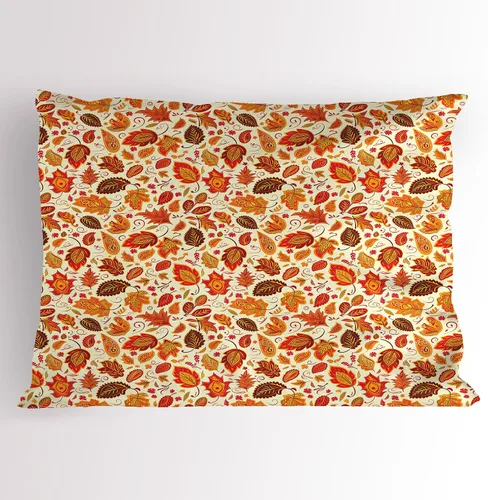 Vista 24 de Lunarable Juego de 2 fundas para almohada de otoño, tema vintage otoñal con estilo granja, ilustración de flores silvestres, artículo de cama