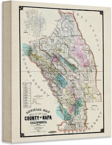 Vista 7 de G.H. Goddard Napa County California 1895 Vintage Map – Cartografía antigua reproducción de arte de pared, arte histórico del país vinícola