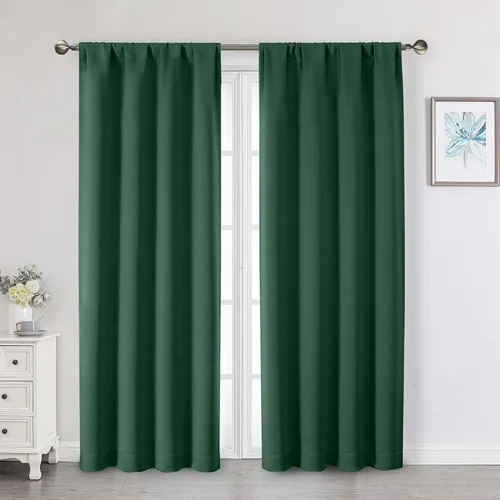 Vista 181 de Cortinas opacas para dormitorio, sala de estar, juego de 2 paneles de 54 pulgadas de largo, cortinas de oscurecimiento de habitación con aislamiento