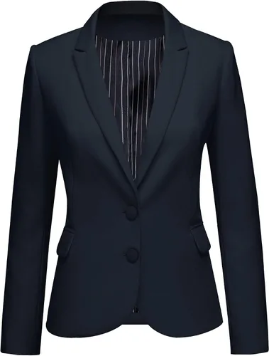 Vista 14 de Luvamia - Chaqueta Blazer para Mujer, de Manga Larga, Cuello con Solapas, Botón de Cuello, con Bolsillos Un nuevo botón negro
