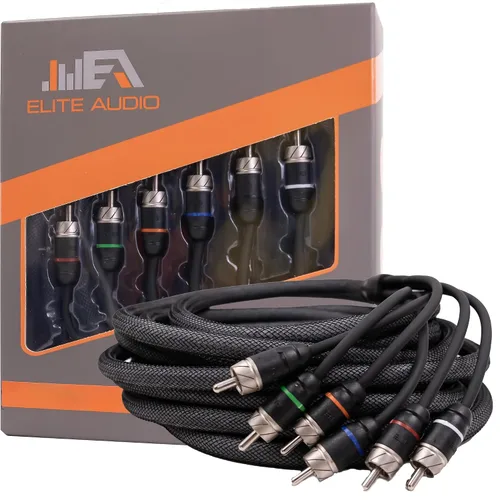Vista 11 de Elite Audio Serie Premium 1.5 pies. Cable RCA de audio para auto de 2 canales – Blindado doble, cobre libre de oxígeno, cable de audio reductor