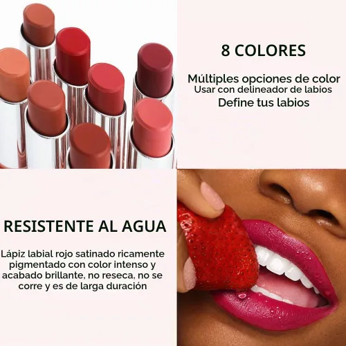 Vista 4 de Juego de 6 delineadores de labios y lápiz labial, color rosa claro, morado claro, mate, kit de labios con delineador de labios, larga duración
