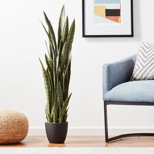 Vista 10 de Nearly Natural Sansevieria - Planta artificial de serpiente de 48 pulgadas, decoración de interior y oficina con maceta para sala de estar