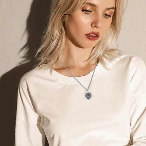 Vista 7 de Collar de amuleto de medalla de San Patrono de plata/oro de 14 39A-St Peregrino-Plata