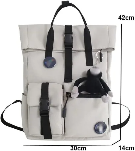 Vista 2 de LEPSJGC - Mochila impermeable de nailon para mujer, mochila de viaje de moda, multibolsillo, bolsa de libro de gran capacidad