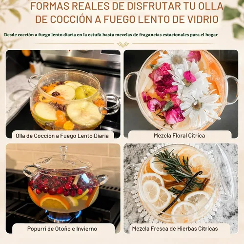 Vista 8 de Olla de vidrio de borosilicato, cacerola de 2.5 cuartos con tapa, apta para microondas, estufa y lavavajillas