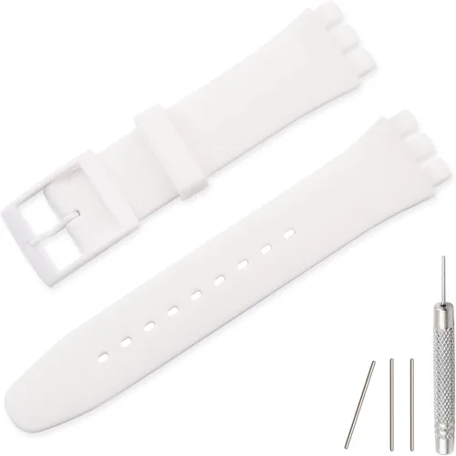Vista 20 de Lijinlan Correa de silicona de repuesto para Swatch de 0.669 in, 0.748 in, 0.787 in, correa de reloj impermeable para Swatch Negro