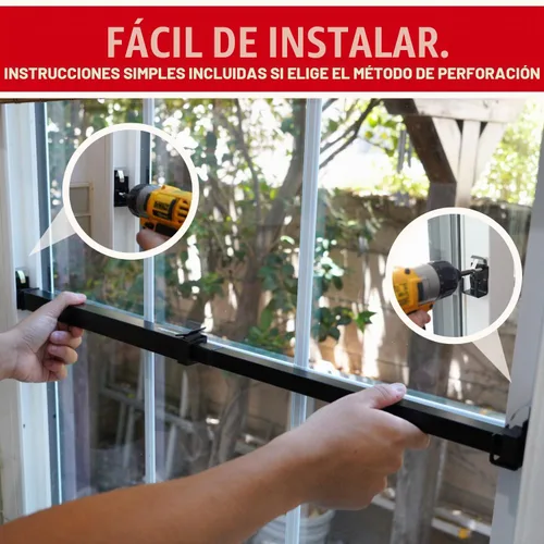 Vista 5 de SecurityMan Barra de seguridad para ventana, fácil de instalar para ventanas horizontales/verticales, barra de bloqueo de ventana ajustable