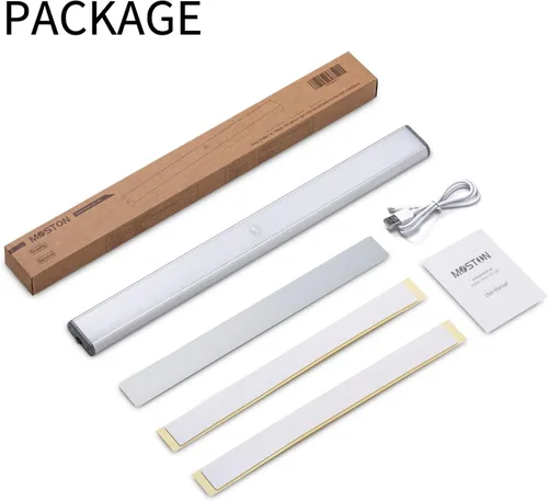 Vista 9 de MOSTON Luces de armario recargables superbrillantes 78 LED con sensor de movimiento, iluminación nocturna para armario de cocina, debajo