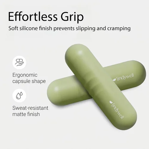 Vista 2 de Lindywell Juego de 2 pesas de mano de agarre suave, 2.2 libras, pesas de mano para mujeres y hombres, tonificación fina, pilates, terapia física