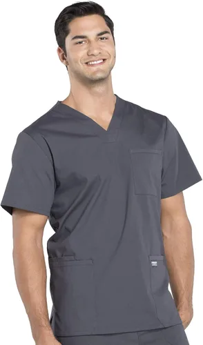 Vista 5 de Cherokee WW Professionals WW695 - Camisa de uniforme sanitario para hombre, con cuello en V