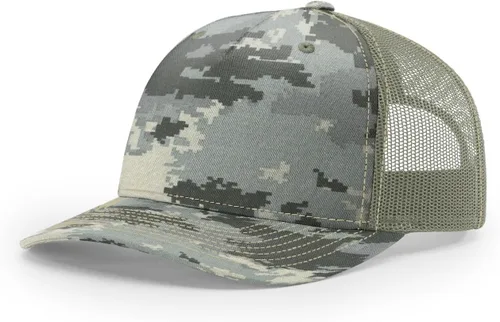 Vista 39 de Richardson 112 - Gorra de camionero de 5 paneles de alta calidad, ajustable, gorra Richardson en blanco estructurada Bark Duck Camo / Marrón