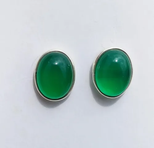 Vista 4 de Aretes de plata de ley 925 con piedra preciosa natural con espalda de fricción para mujeres, adolescentes y niñas, joyería colorida de piedra natal