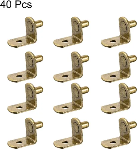 Vista 3 de uxcell Clavija de soporte para estante, soporte en forma de L de 0.197 in, estante de armario de muebles, clavijas de soporte con agujero