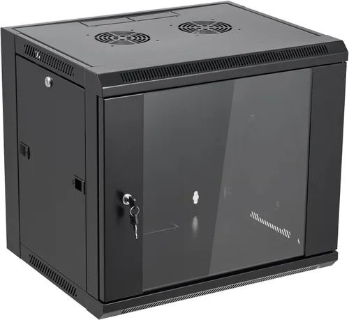 Vista 7 de Gabinete de servidor de montaje en pared de 12U Gabinete de red Rack Enclosure Puerta