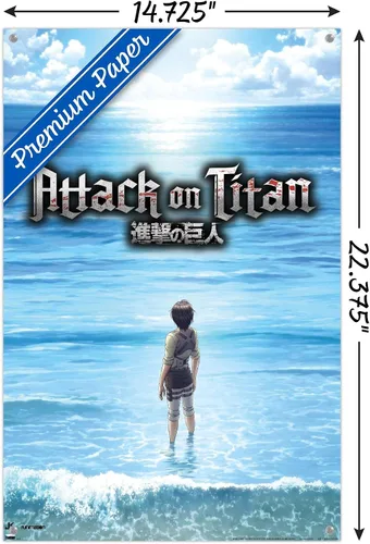 Vista 3 de Trends International Attack on Titan: Season 3 - Póster de pared del océano, 14.725 x 22.375 pulgadas, paquete de póster premium y alfiler
