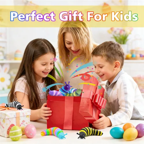 Vista 6 de Cevioce Juguete Fidget de Babosa, Juguete Sensorial Fidget de Babosa para Niños y Adultos, 2 Piezas de Lindos Juguetes Sensoriales Articulados en 3D