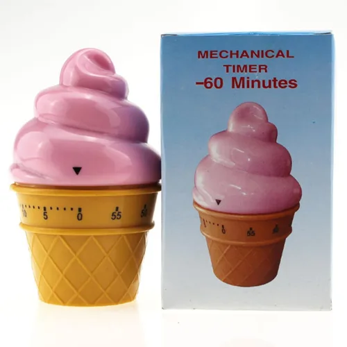 Vista 7 de Lindo helado en forma de administrador de tiempo 60 minutos temporizador mecánico cocina temporizador (rosa)