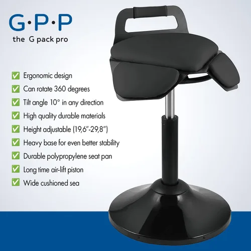 Vista 5 de Taburete de escritorio de pie – Silla ergonómica giratoria de 360° con altura ajustable (19.6–29.8 pulgadas) para sentarse o inclinarse cómodamente