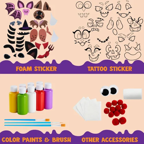 Vista 2 de Klever Kits Kit de decoración de calabaza para manualidades de Halloween, suministros de fiesta de actividades artísticas, recuerdos de fiesta