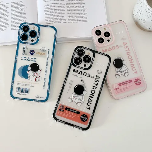 Vista 6 de Yonds Queen Funda transparente para iPhone 11, diseño de luna de astronauta espacial de astronauta de dibujos animados, elegante diseño de luna