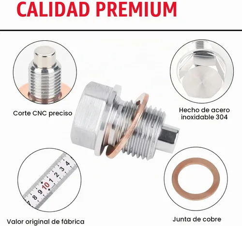 Vista 4 de Tapón de Drenaje de Aceite (M16 x 1.5 MM) Tapón de Drenaje de Aceite Magnético de Acero Inoxidable con Imán de Neodimio Compatible con Mini Cooper