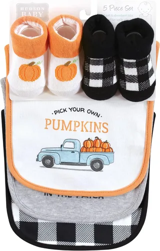 Vista 83 de Hudson Baby Conjunto de babero y calcetines unisex de algodón para bebé
