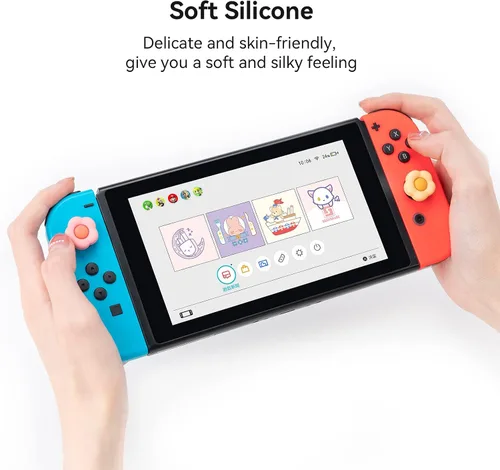 Vista 2 de GeekShare Joycon - Tapas de silicona con agarre para pulgar cubierta de joystick compatible con Nintendo Switch OLED Switch Lite 4