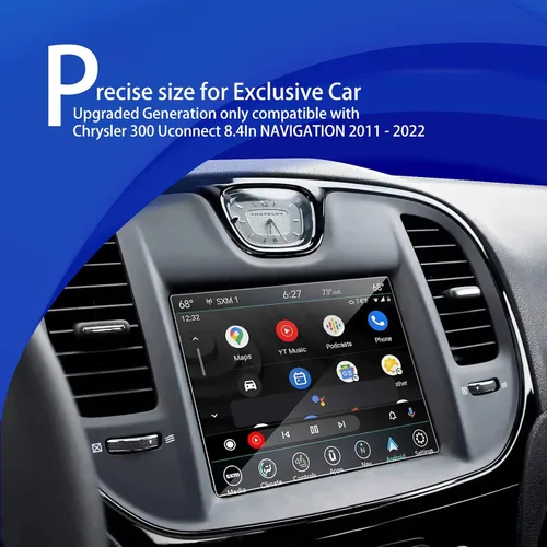 Vista 2 de Protector de pantalla de navegación para automóvil 2011-2022 2023 Chrysler 300 300S 300C Touring L SRT-8 Core 8.4 pulgadas Uconnect pantalla táctil