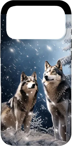 Vista 22 de Wolves Christmas Wolf Snowy Winter Forest Snowflakes Case para iPhone 16