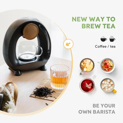 Vista 9 de Cafetera de una sola porción 2 en 1, cafetera rápida de 1400 W para cápsulas K-Cup y café molido, cafetera americana y de té de un solo toque con 2