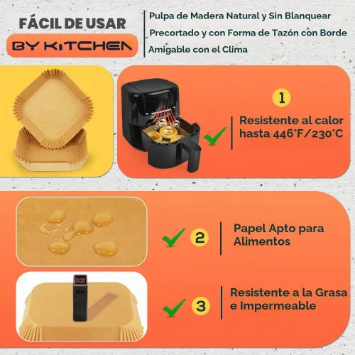 Vista 5 de BYKITCHEN 120 forros pequeños para freidora de aire de 5.5 pulgadas