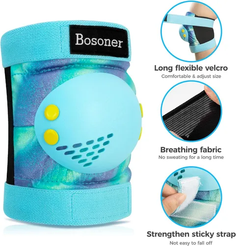 Vista 3 de BOSONER Rodilleras para niños: rodilleras y coderas para niños de 3 a 15 años - Equipo de protección para niñas/niños